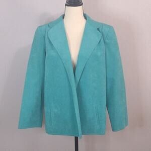 Vintage Jerry Silverman by Saulino Ultrasuede Teal Blazer Jacket